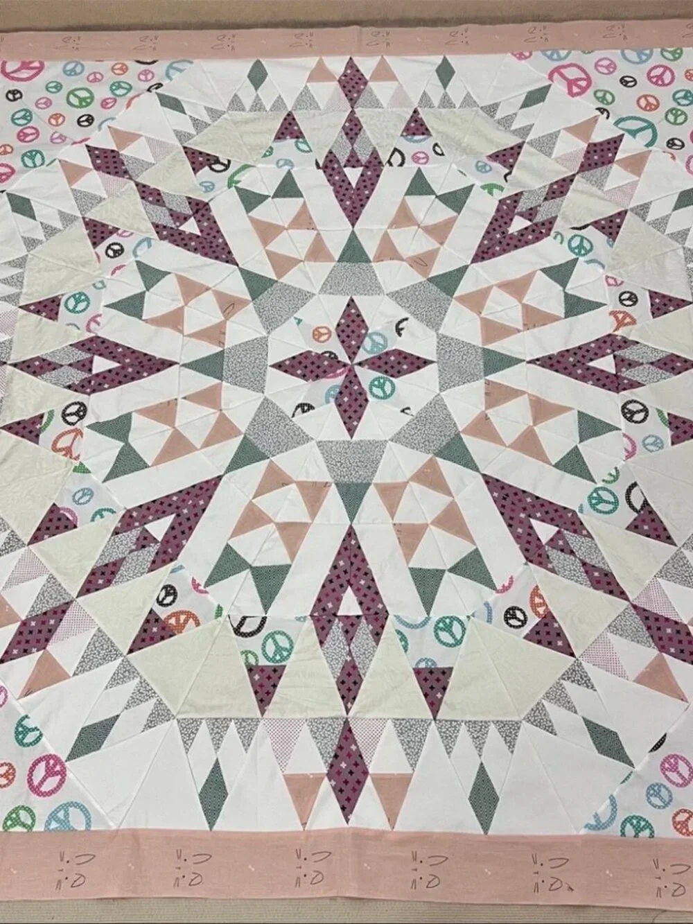 Handmade Fairy Alaska Patchwork Cotton Quilt Top/Topper Machine pieced 86x86”